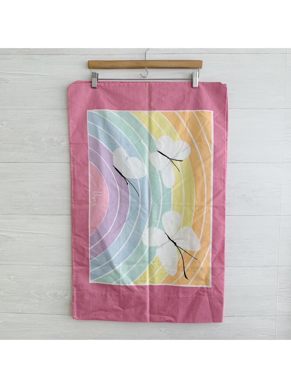 Vintage Vera Neumann Rainbow Butterfly Standard Pillowcases Set of 2 - Picture 3 of 7